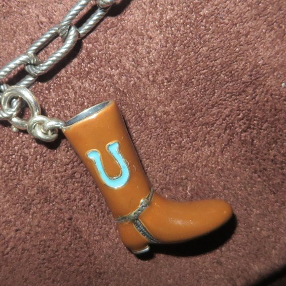 ❤️925 Sterling CAROLYN POLLACK Relios Western Cowboy Boots 5 Charm Bracelet - Picture 4 of 9